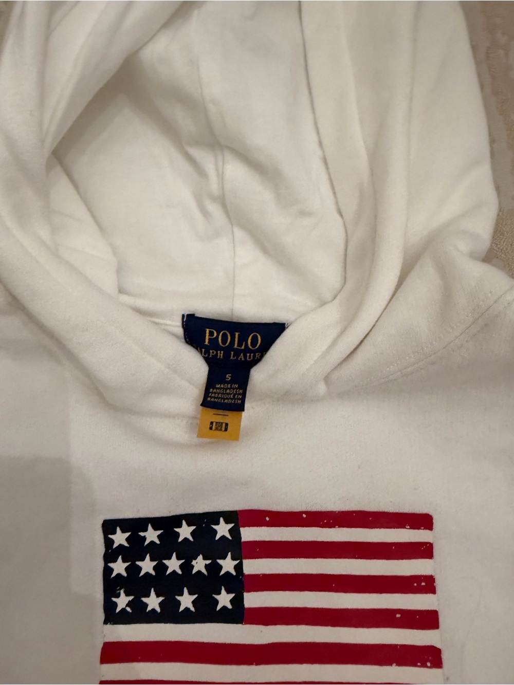 Polo by Ralph Lauren White Kids Hoodie with Flag Print  brand new never worn